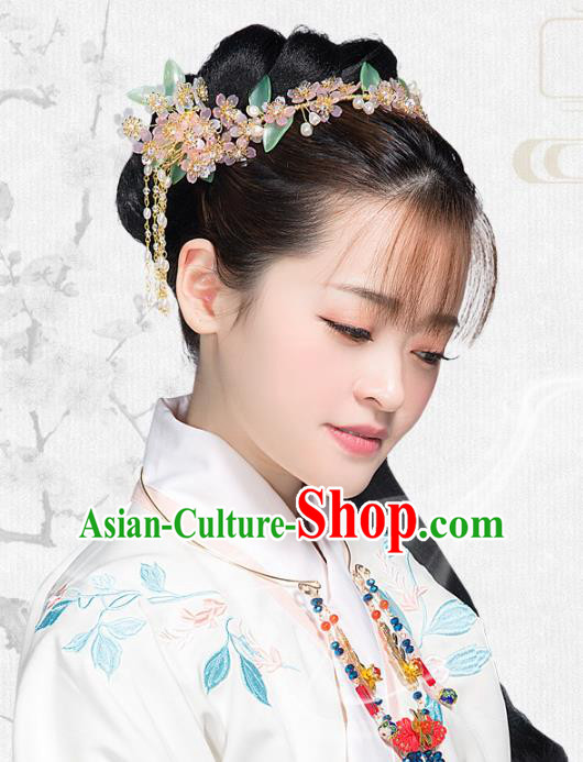 Chinese Handmade Classical Hair Accessories Bride Pink Hair Clasp Complete Set, China Xiuhe Suit Hairpins Wedding Headwear for Women