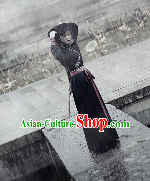 Traditional Ancient Chinese Swordswoman Costume, Chinese Ming Dynasty Heroine Embroidered Clothing for Women