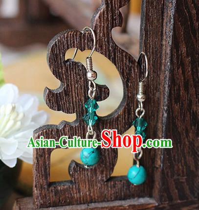 Chinese Handmade Classical Accessories Hanfu Blue Tassel Earrings, China Xiuhe Suit Wedding Eardrop for Women