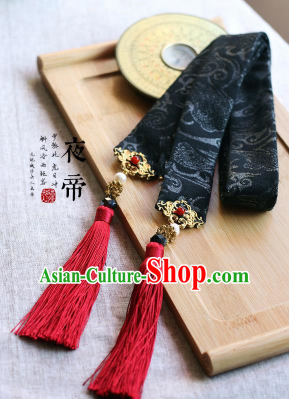 Chinese Handmade Classical Hair Accessories Hanfu Headband, China Ancient Black Hair Clasp Headwear for Women for Men