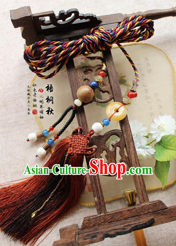 Chinese Handmade Classical Accessories Red Tassel Palace Taeniasis, China Hanfu Waist Jade Pendant Headwear for Women