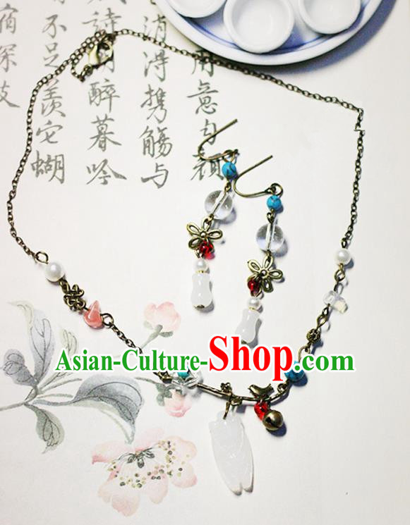 Chinese Handmade Classical Accessories Hanfu Necklace and Earrings for Women