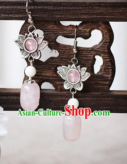Chinese Handmade Classical Accessories Bride Earrings, China Xiuhe Suit Pink Bead Wedding Eardrop for Women