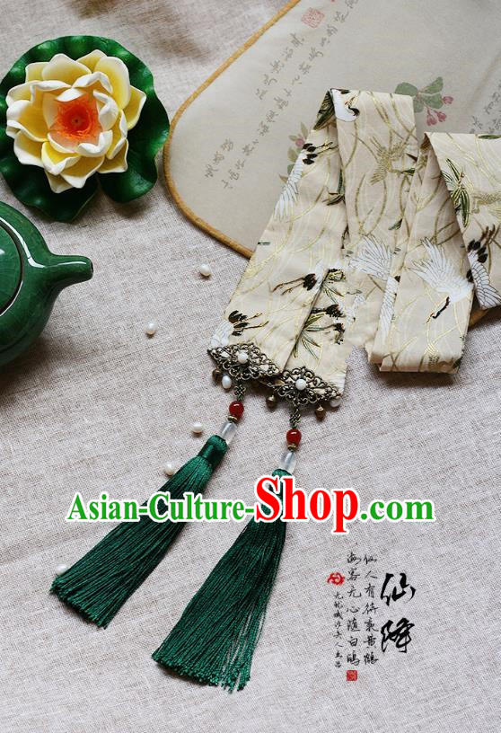 Chinese Handmade Classical Hair Accessories Hanfu White Silk Headband, China Ancient Embroidery Hair Clasp Headwear for Women for Men