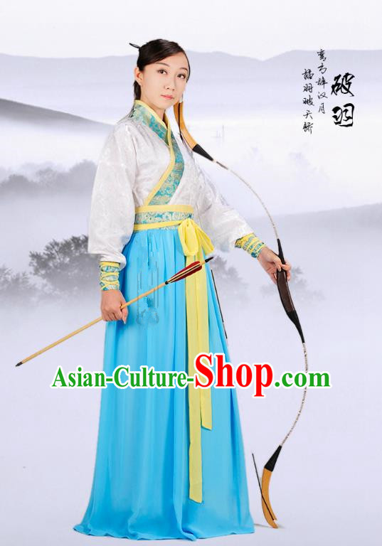 Traditional Ancient Chinese Ming Dynasty Swordswoman Costume, Chinese Hanfu Young Lady Embroidered Dress for Women