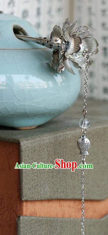 Chinese Handmade Classical Accessories Bride Tassel Hairpin, China Xiuhe Suit Lotus Step Shake for Women