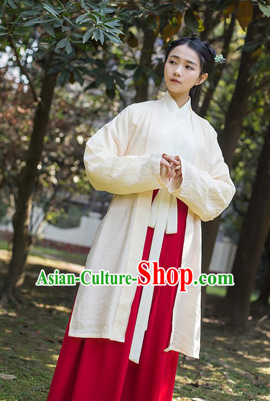 Traditional Chinese Hanfu Costumes Ancient Song Dynasty Young Lady Embroidered BeiZi Blouse and Slip Skirts Complete Set