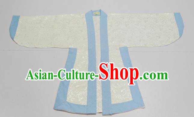 Traditional Chinese Han Dynasty Scholar Costumes Blue Edge Blouse for Kids
