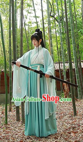 Traditional Chinese Ancient Hanfu Costumes, Asian China Jin Dynasty Embroidery Cardigan Blouse and Skirts for Women