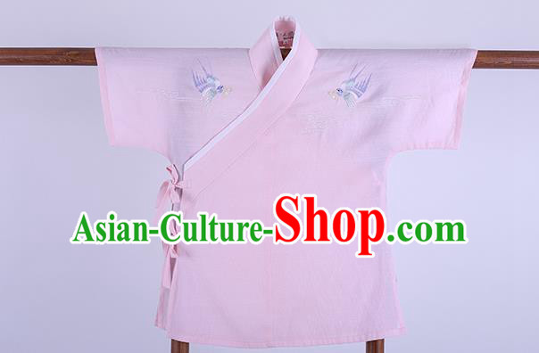 Ancient Chinese Palace Princess Hanfu Costume, Traditional China Song Dynasty Young Lady Clothing Embroidery Pink Blouse