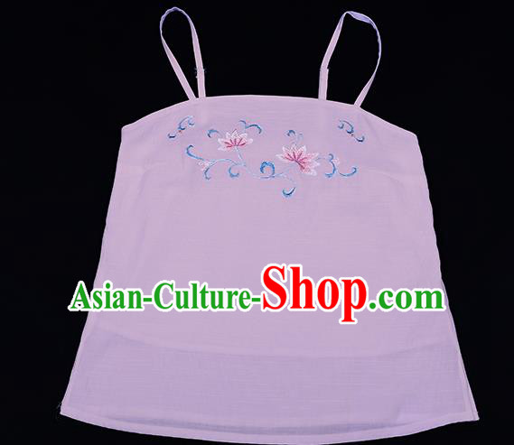 Traditional Chinese Ancient Hanfu Costumes, Asian China Song Dynasty Embroidery Suspenders Pink Vest Bellyband for Women