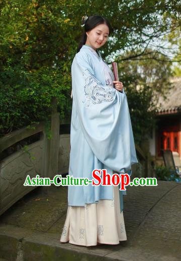 Traditional Chinese Ancient Princess Hanfu Costumes, Asian China Jin Dynasty Palace Lady Embroidery Wide Sleeve Cape for Women