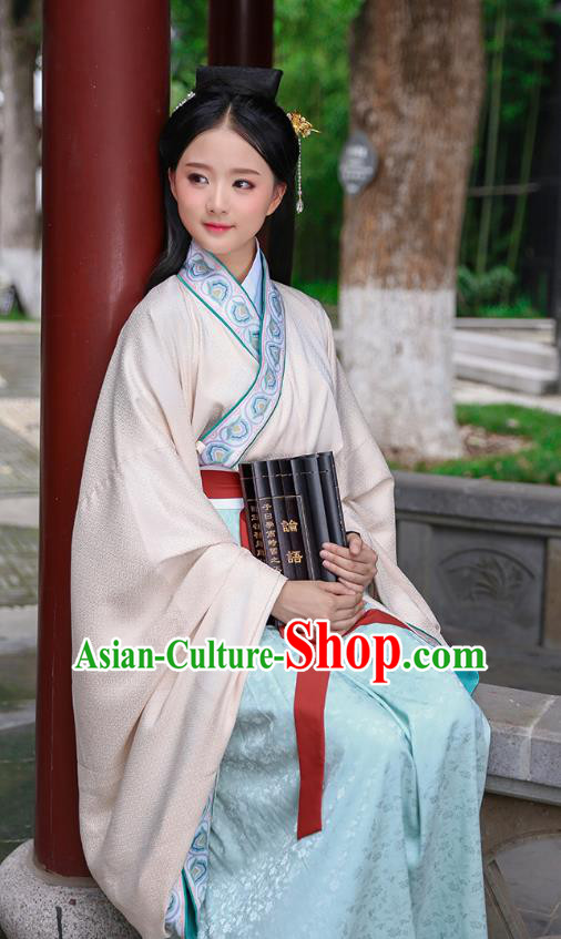 Traditional Chinese Ancient Hanfu Young Lady Costumes, Asian China Han Dynasty Princess Embroidery Pink Dress Clothing for Women