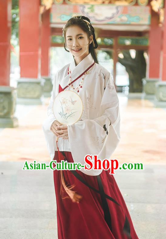 Traditional Chinese Ancient Hanfu Costume Palace Lady Dress, Asian China Ming Dynasty Princess Embroidered Clothing for Women