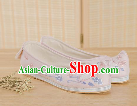 Traditional Chinese Ancient Hanfu Shoes, Asian China Han Dynasty Princess Shoes Embroidered Shoes Pink Blood Stained Shoes