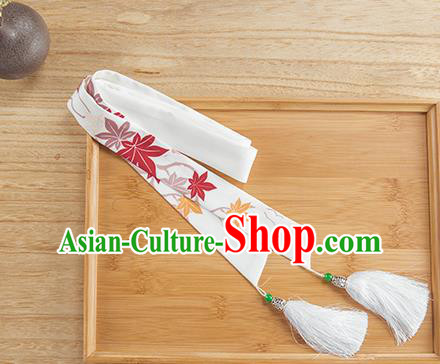 Traditional Chinese Ancient Hanfu Hair Accessories, Asian China Han Dynasty Princess Hair Clasp White Silk Tassel Headband