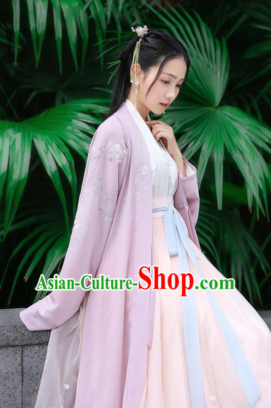 Traditional Chinese Ancient Hanfu Princess Costume Purple Embroidered Cloak, Asian China Song Dynasty Palace Lady Cardigan Clothing for Women