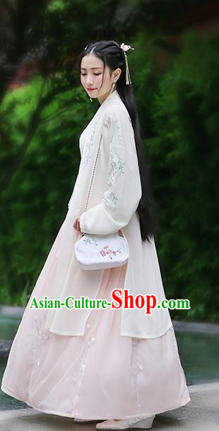 Traditional Chinese Ancient Hanfu Princess Costume Yellow Embroidered Cloak, Asian China Song Dynasty Palace Lady Cardigan Clothing for Women