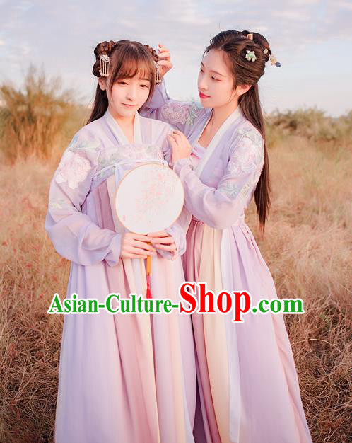 Traditional Chinese Ancient Palace Lady Costume, Asian China Tang Dynasty Princess Embroidered Dress Clothing for Women