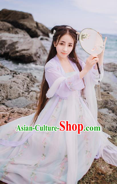 Traditional Chinese Ancient Palace Lady Costume, Asian China Song Dynasty Princess Embroidered BeiZi Blouse and Skirts for Women