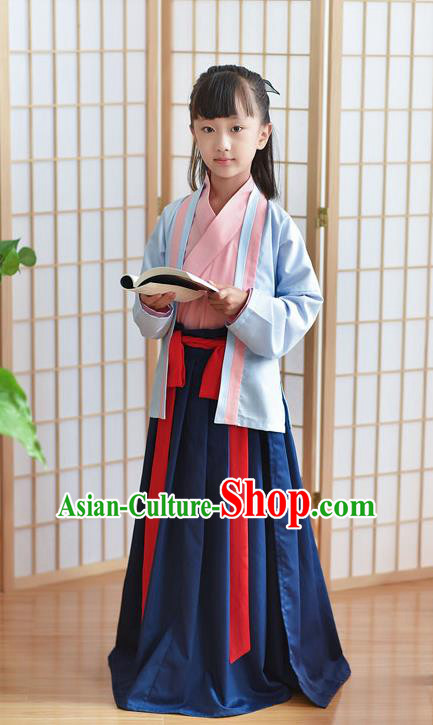 Traditional Chinese Ancient Hanfu Children Costume, Asian China Han Dynasty Princess Clothing for Kids