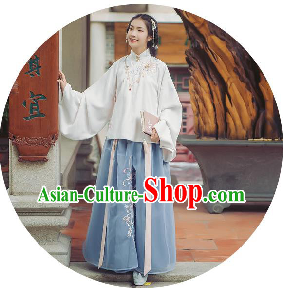 Traditional Chinese Ancient Hanfu Princess Costume, Asian China Ming Dynasty Palace Lady Embroidered Chrysanthemum Dress for Women