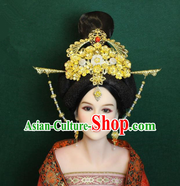 Traditional Handmade Chinese Hair Accessories Palace Lady Phoenix Coronet, China Tang Dynasty Princess Hairpins Headwear for Women