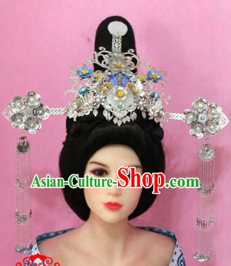 Traditional Handmade Chinese Hair Accessories Empress Phoenix Step Shake, China Tang Dynasty Hairpins Complete Set for Women