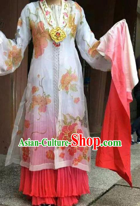 Traditional Chinese Peking Opera Dance Pink Water Sleeve Costume, China Ancient Beijing Opera Hua Tan Fairy Dance Clothing for Women