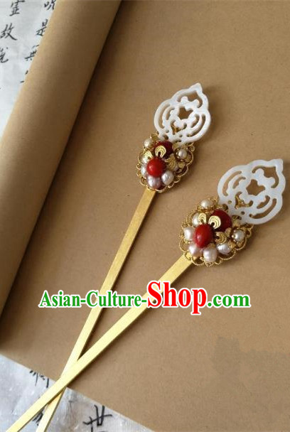 Traditional Handmade Chinese Hair Accessories Shell Hairpins, China Palace Lady Hanfu Pearls Hair Stick for Women