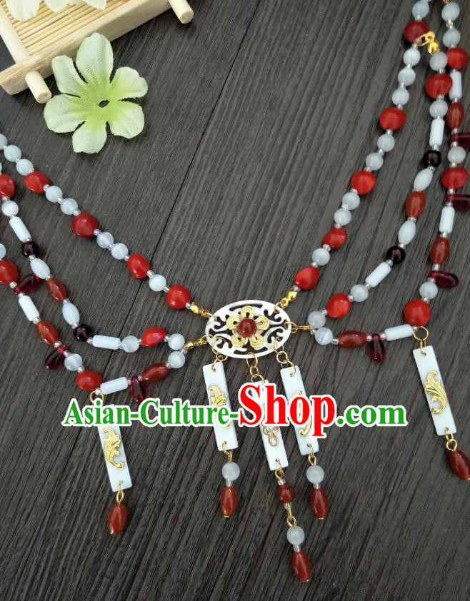 Traditional Handmade Chinese Accessories Shell Necklace, China Palace Lady Hanfu Tassel Necklet for Women