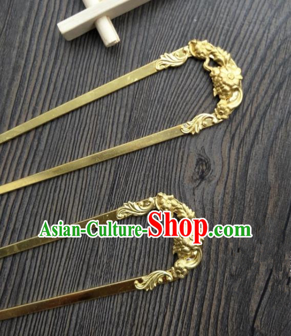 Traditional Handmade Chinese Hair Accessories Hanfu Copper Hairpins, China Ancient Tang Dynasty Palace Lady Hair Stick for Women