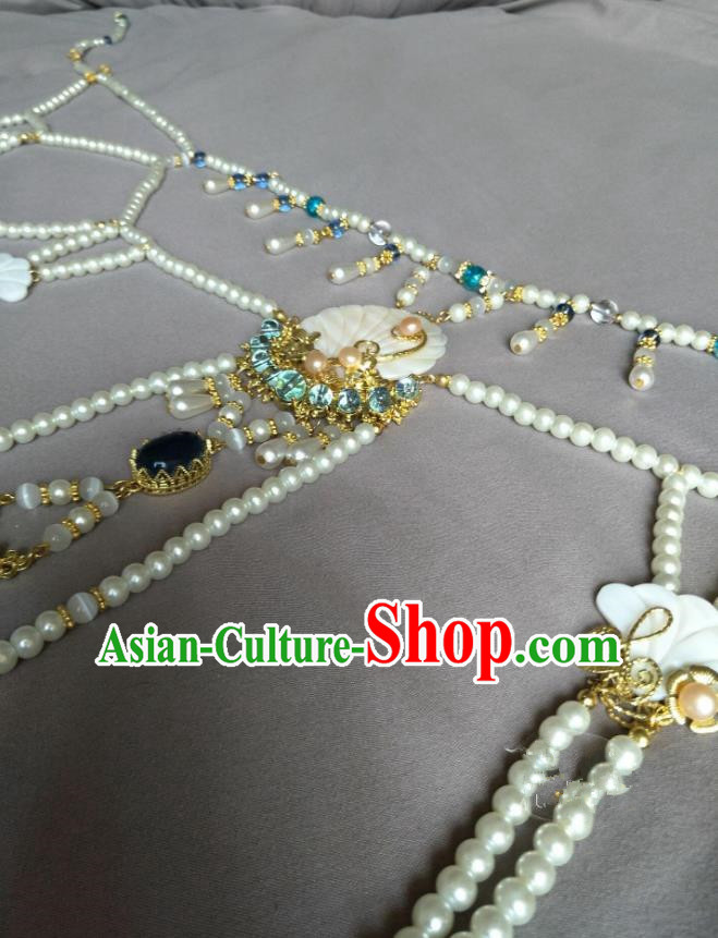 Traditional Handmade Chinese Accessories Pearls Waist Chain, China Palace Lady Hanfu Tassel Waist Pendant Belts for Women