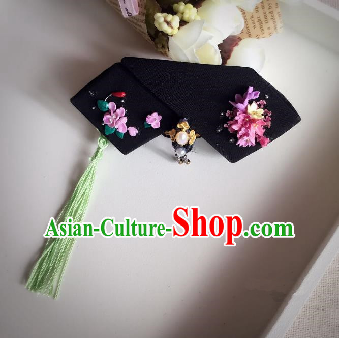 Traditional Handmade Chinese Qing Dynasty Hair Accessories Tassel Headwear, Manchu High Coiffure Imperial Concubine Headpiece