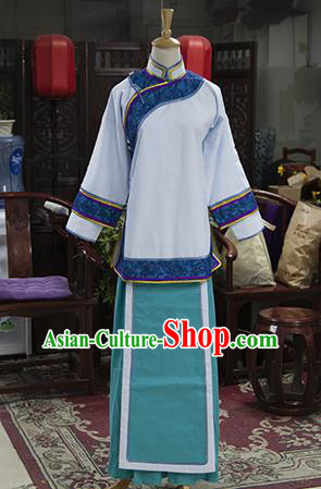 Traditional Ancient Chinese Manchu Nobility Lady Costume, Asian Chinese Qing Dynasty Embroidered Clothing for Women