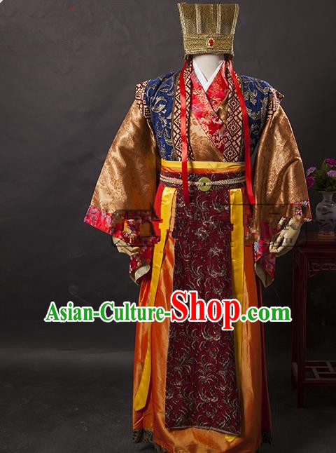 Traditional Ancient Chinese General Costume, Asian Chinese Three Kingdoms Emperor Clothing for Men