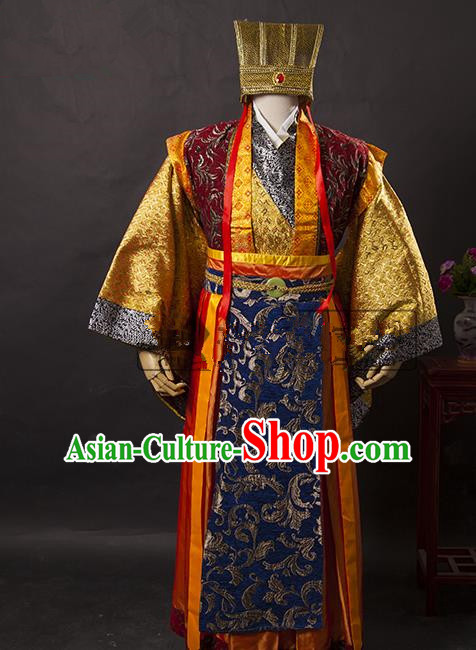 Traditional Ancient Chinese General Costume, Asian Chinese Three Kingdoms Emperor Clothing for Men