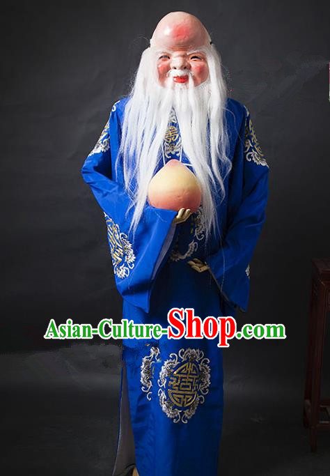Traditional Ancient Chinese Peking Opera Costume, Asian Chinese God of Longevity Robe Clothing for Men