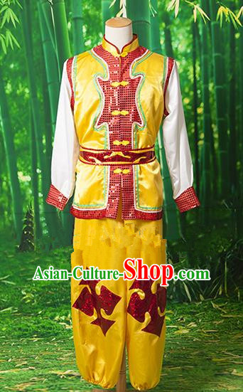 Traditional Chinese Classical Dance Yangge Fan Dance Costume, Folk Dance Drum Dance Uniform Yangko Clothing for Men