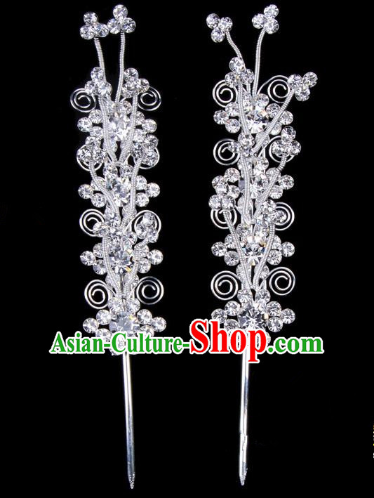 Traditional Beijing Opera Diva Hair Accessories Crystal Butterfly Head Ornaments Hairpins, Ancient Chinese Peking Opera Hua Tan Hair Stick Headwear