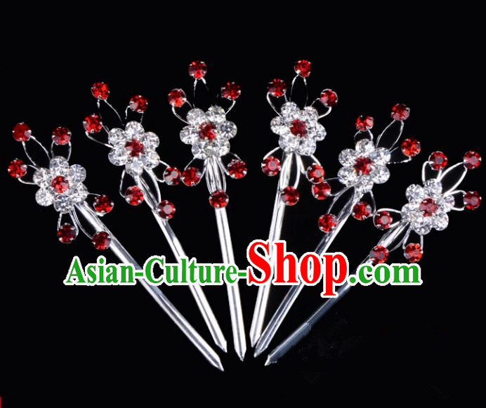 Traditional Beijing Opera Diva Hair Accessories Crystal Hairpins Complete Set, Ancient Chinese Peking Opera Hua Tan Hair Stick Headwear