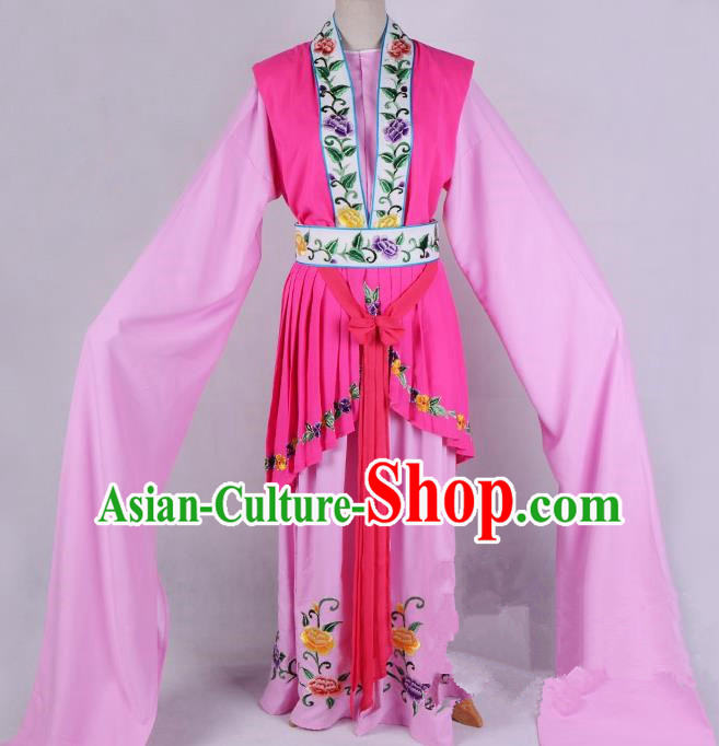 Top Grade Professional Beijing Opera Diva Costume Hua Tan Pink Embroidered Dress, Traditional Ancient Chinese Peking Opera Princess Embroidery Clothing