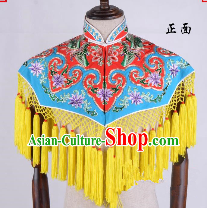 Top Grade Professional Beijing Opera Diva Costume Hua Tan Red Embroidered Cloud Shoulder, Traditional Ancient Chinese Peking Opera Princess Embroidery Clothing