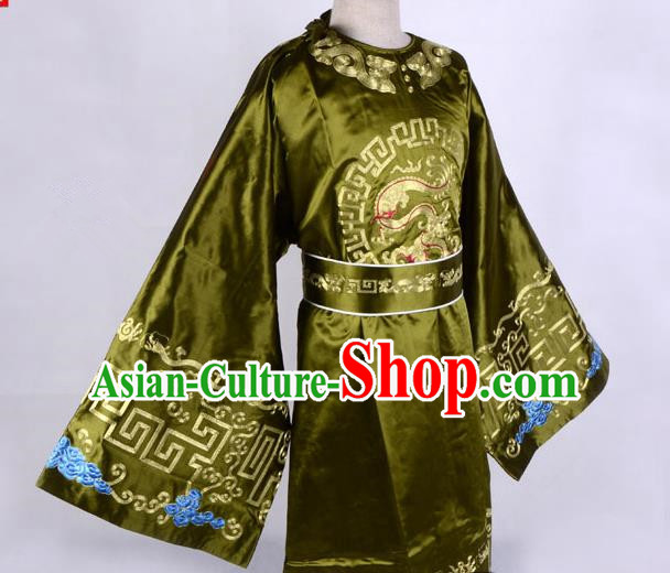 Top Grade Professional Beijing Opera Niche Costume Officer Green Embroidered Robe, Traditional Ancient Chinese Peking Opera Embroidery Gwanbok Clothing