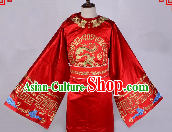 Top Grade Professional Beijing Opera Niche Costume Officer Red Embroidered Robe, Traditional Ancient Chinese Peking Opera Embroidery Gwanbok Clothing