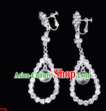 Traditional Beijing Opera Diva Jewelry Accessories Crystal Earrings, Ancient Chinese Peking Opera Hua Tan Eardrop