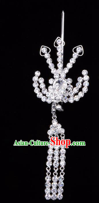 Traditional Beijing Opera Diva Hair Accessories Crystal Hairpins Phoenix Step Shake, Ancient Chinese Peking Opera Hua Tan Hair Stick Headwear