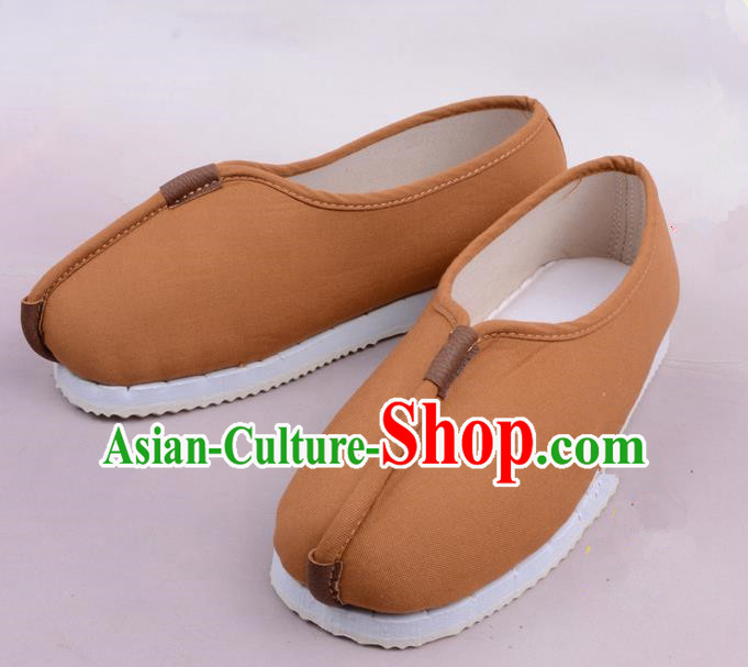 Traditional Beijing Opera Takefu Grey Cloth Shoes, Ancient Chinese Peking Opera Monk Shoes