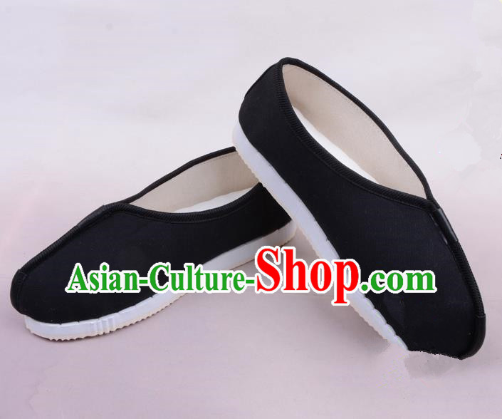 Traditional Beijing Opera Takefu Black Cloth Shoes, Ancient Chinese Peking Opera Monk Shoes