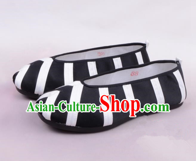 Traditional Beijing Opera Takefu Black Cloth Shoes, Ancient Chinese Peking Opera Monk Shoes